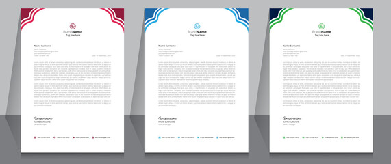 Letterhead format template, business style letterhead design template. Company letterhead template designs.