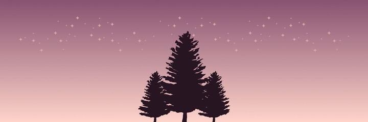 Naklejka na ściany i meble silhouette of pine tree flat design vector illustration good for banner background, web background, apps background, tourism design template and adventure backdrop