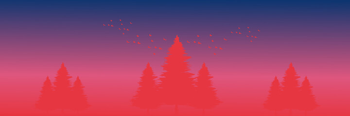 sunset red flat design vector illustration good for banner background, web background, apps background, tourism design template and adventure backdrop