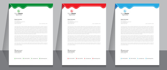 Letterhead format template, business style letterhead design template. Company letterhead template designs.