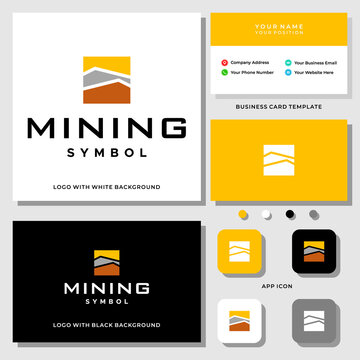 Abstract mine symbol logo design with business card template.
