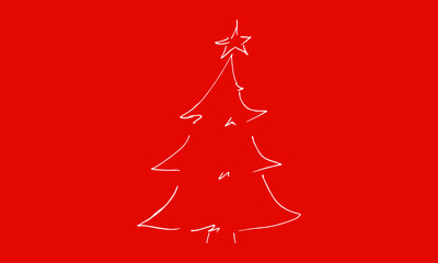 White x-mas tree on red background