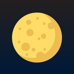 Yellow Full Moon Logo Icon Minimal Lunar Planet Flat Pictogram Symbol 