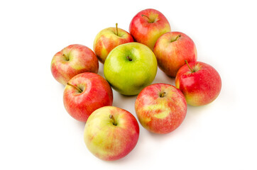 Ripe red and green apples isolated on a white background