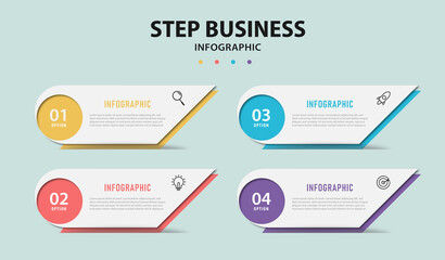 Business infographics template with 4 steps,  can be used for workflow diagram, info chart, web design. vector illustration. 