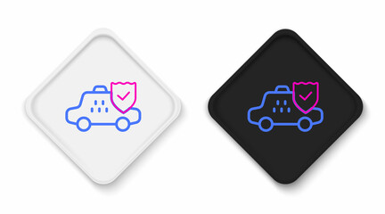 Line Taxi car insurance icon isolated on white background. Colorful outline concept. Vector