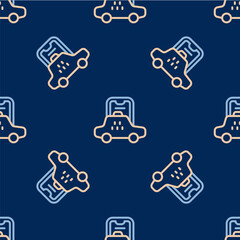 Line Taxi mobile app icon isolated seamless pattern on blue background. Mobile application taxi. Vector