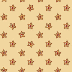 Gingerbread Stars. Christmas Pattern