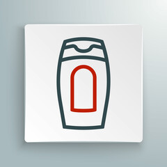 Line Bottle of shampoo icon isolated on white background. Colorful outline concept. Vector