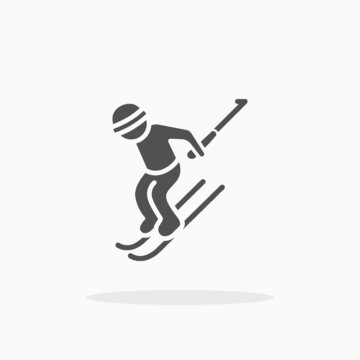 Skier icon. Solid or glyph style. Vector illustration. Enjoy this icon for your project.