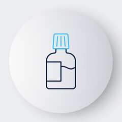 Line Mouthwash plastic bottle icon isolated on white background. Liquid for rinsing mouth. Oralcare equipment. Colorful outline concept. Vector