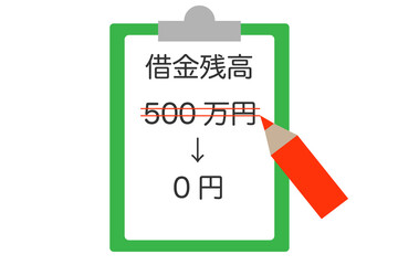 借金残高が500万円から0円に　ベクターイラスト