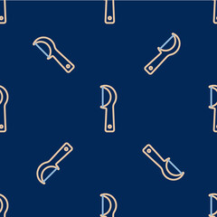 Line Dental floss icon isolated seamless pattern on blue background. Vector