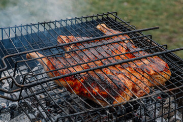 grilled chicken outdoor cooking charcoal grill nature