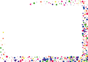 Green Scattered Circle Illustration. Color Square Background. Orange Star Decoration. Geometric Confetti Illustration. Pink Element Dot.