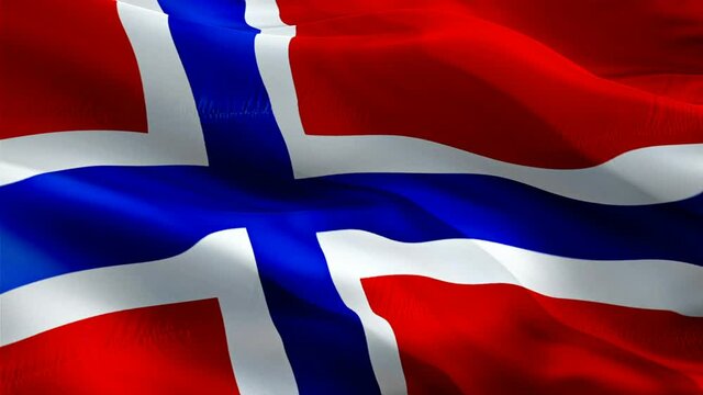 Norway flag video. National 3d Norwegian Flag Slow Motion video. Norway tourism Flag Blowing Close Up. Norwegian Flags Motion Loop HD resolution Background Closeup 1080p Full HD video flags waving in 
