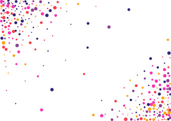 Pink Congratulation Round Wallpaper. Confetti Blast Texture. Purple Dot Colorful. Circle Yellow Side Background. Birthday Illustration.