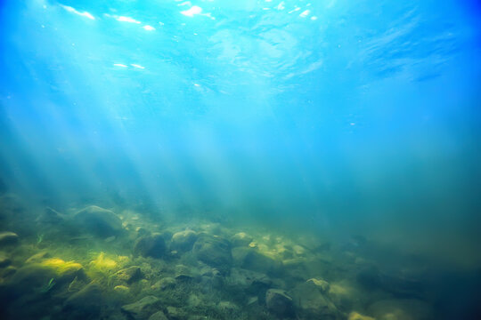 sun rays under water blue ocean background, abstract sun light in water wallpaper © kichigin19