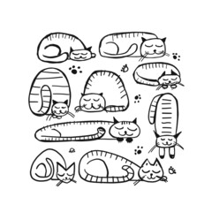 Sleeping cats, sketch for your design