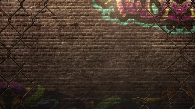 Street graffiti on wall of building in city, motion urban and hipster style background