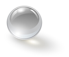 Glass ball gray, 3D shiny and lustrous sphere icon, vector illustration.