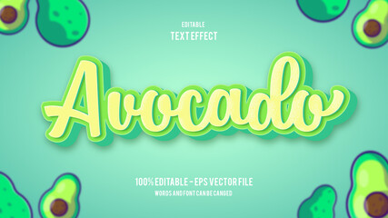 Avocado Cartoon Style editable text effect