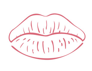 Sexy plump lips kiss isolated line art. Lips line Icon in trendy style isolated on white background. Mouth symbol for your web site design, logo, app, UI. Vector illustration, Hand drawn illustration