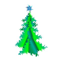 Fototapeta premium Abstraction Christmas tree,green color, blue star, vector illustration, isolatedAbstraction Christmas tree,green color,isolated vector illustration,blue star,application,for decor,for designer