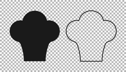 Black Chef hat icon isolated on transparent background. Cooking symbol. Cooks hat. Vector