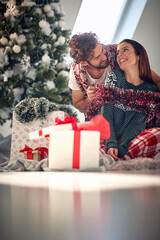 Christmas holiday - Couple in love have fun together.