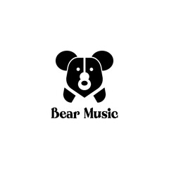 bear music logo guitar illustration vector design