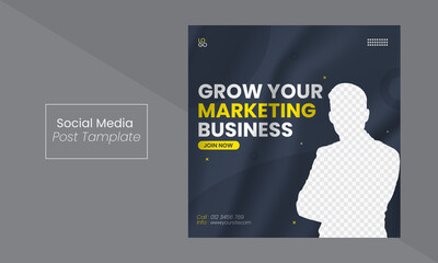 Editable Creative Digital business marketing banner for social media post template, Grow business poster