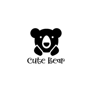 cute bear simple logo design vector illustration
