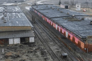 Old abandoned industrial warehouse architecture for storage of chemical fertilizers plant