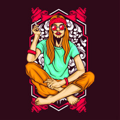 smoking hippie girl