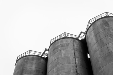 Fuel old chemical tank fertilizer barrel oil in an industrial abandoned plant