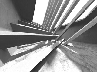 Dark Concrete Wall Architecture. Empty Room