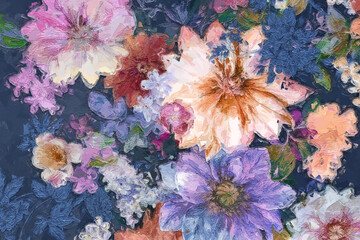 Beautiful oil painting flower illustration