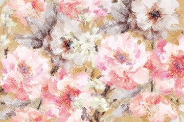 Beautiful oil painting flower illustration - 472951969