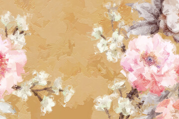 Beautiful oil painting flower illustration - 472951978