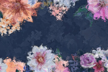 Beautiful oil painting flower illustration