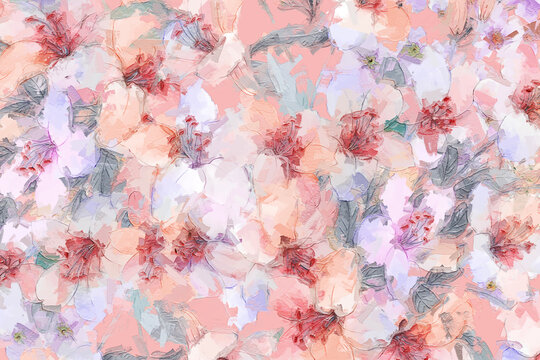 Beautiful oil painting flower illustration