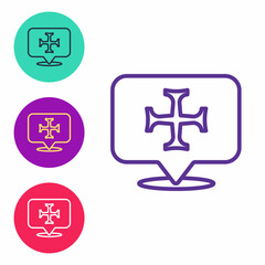 Set line Crusade icon isolated on white background. Set icons colorful. Vector