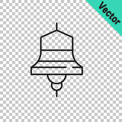 Black line Ship bell icon isolated on transparent background. Vector