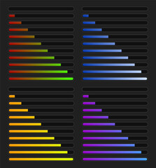 Color Progress Bar Element Set. Upload Indicator 10-100. Vector
