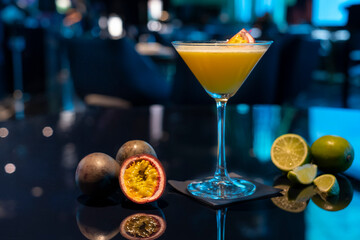 Cocktail with Passion Fruit and Lime