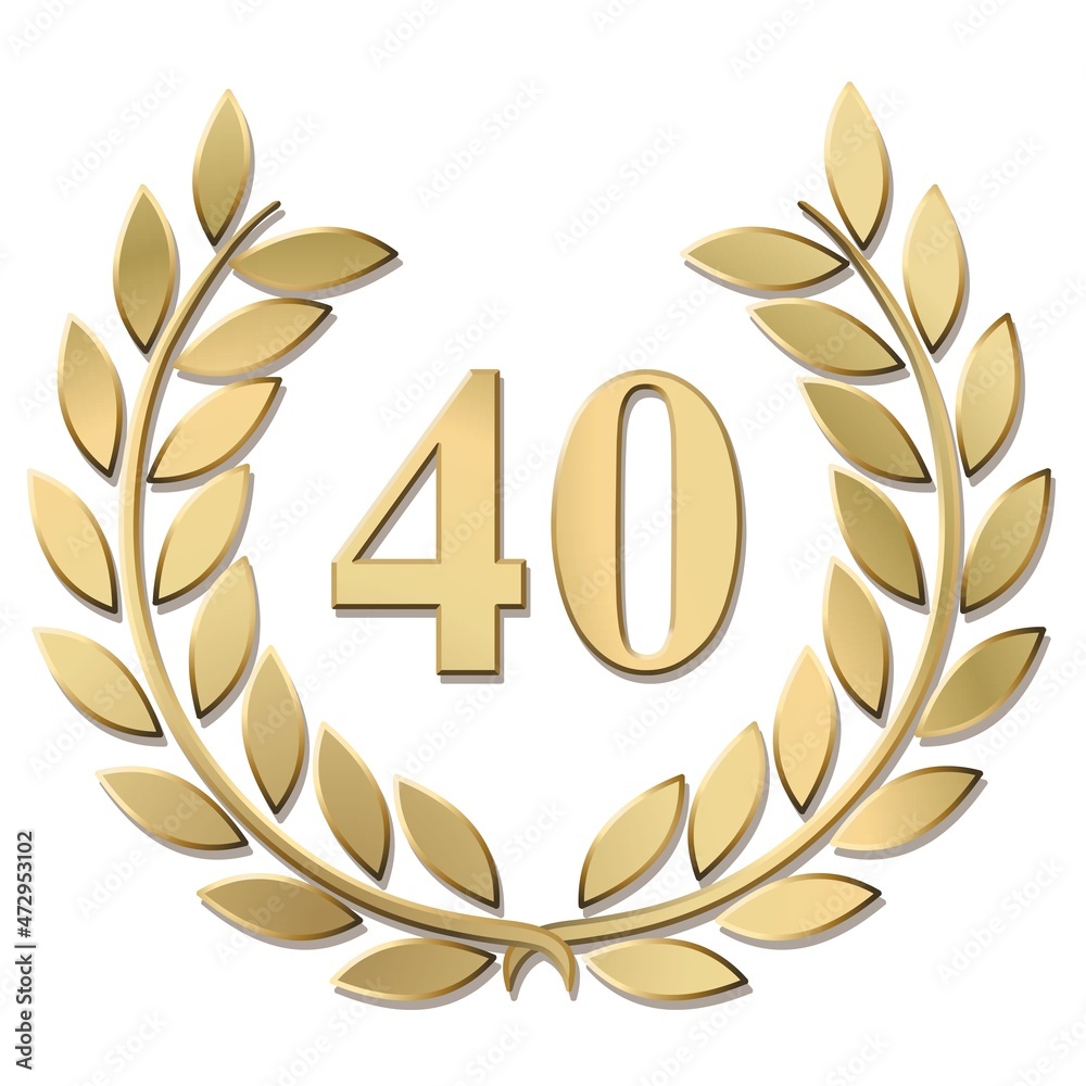 Canvas Prints 3d gold laurel wreath 40 vector isolated on a white background