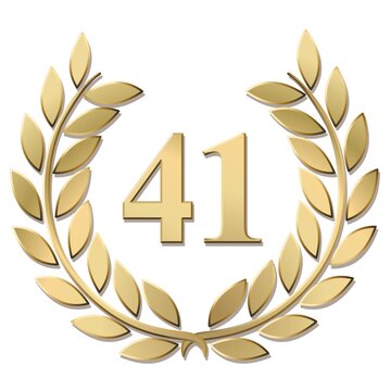 3D gold laurel wreath 41 vector isolated on a white background	