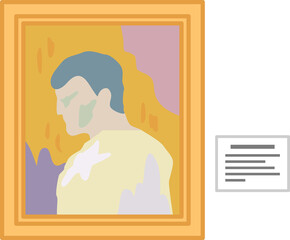 展示された絵画と解説パネル