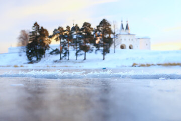 landscape monastery winter Vologda Ferapontovo Kirillov, Russian North